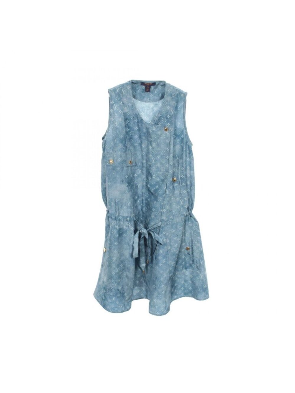 Louis Vuitton Dress Washed Silk Monogram Sleeveless